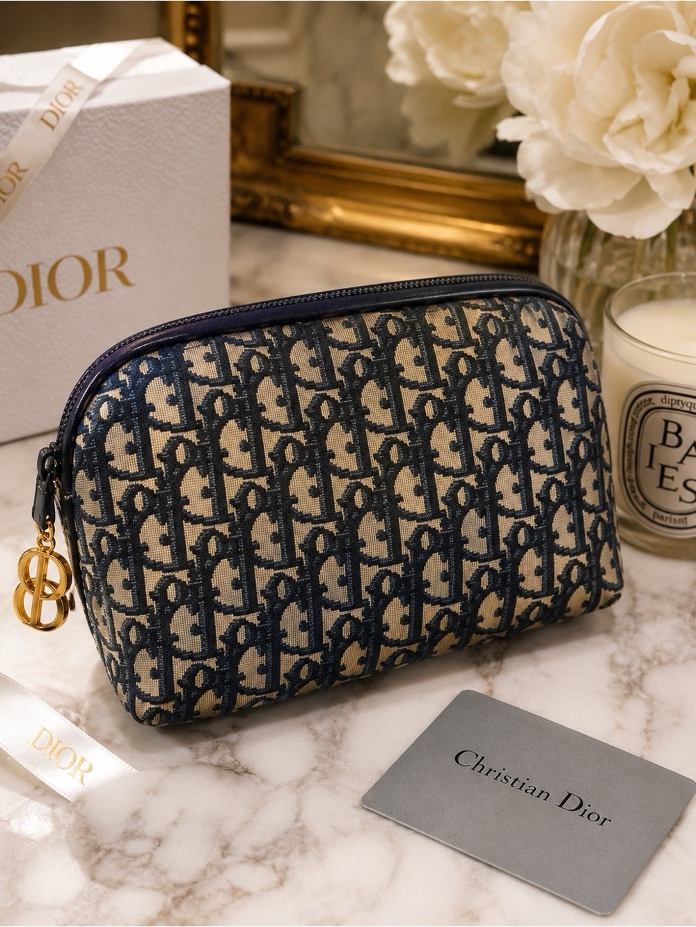🔥 Vintage Christian Dior Oblique Trotter Cosmetic Pouch Y2K Made in France 🔥